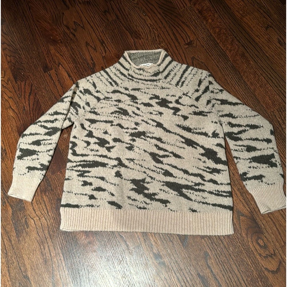 Madewell beige & green acrylic, polyamide, & alpaca sweater. Size small.
